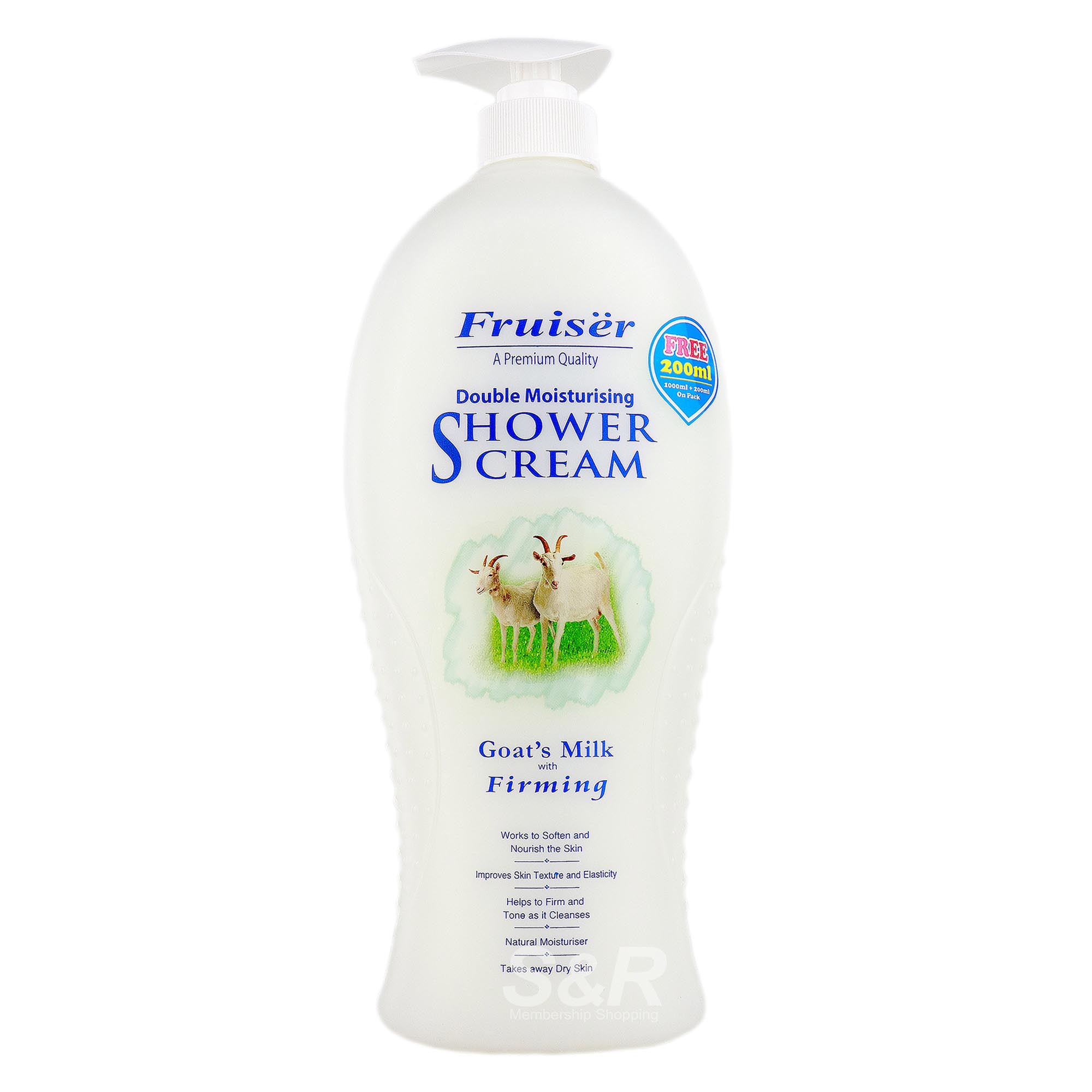 Fruiser Double Moisturising Shower Cream Goat's Milk with Firming 1000mL Fruiser Double Moisturising Shower Cream Goat's Milk with Firming 1000mL